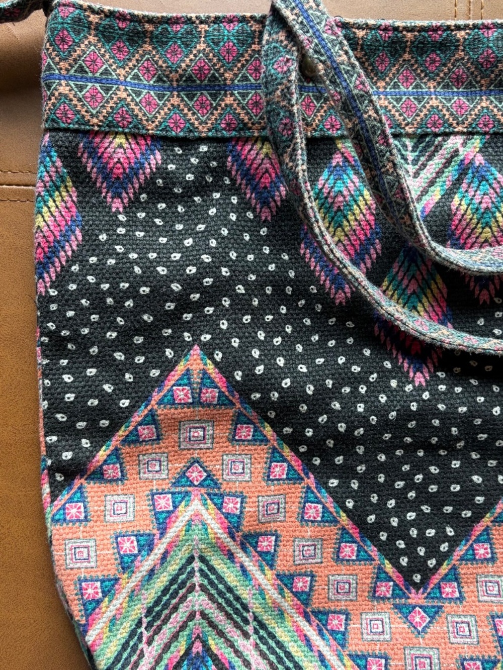 Bohemian tribal geometric print fabric shoulder tote purse bag Lulu Y2k twee